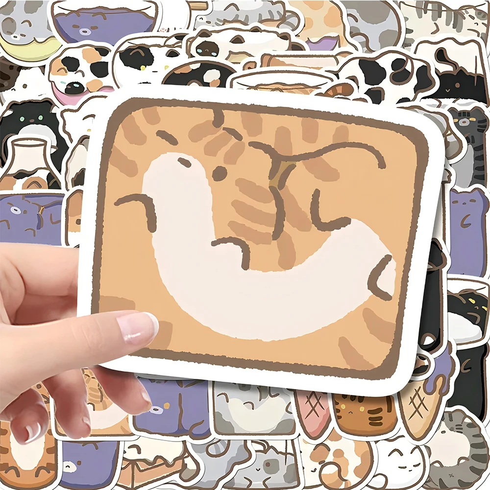 10/30/68pcs Kawaii Liquid Cat Cartoon Stickers Cute Kitten Animal Sticker DIY Suitcase Phone Laptop Creative Decals Decoration