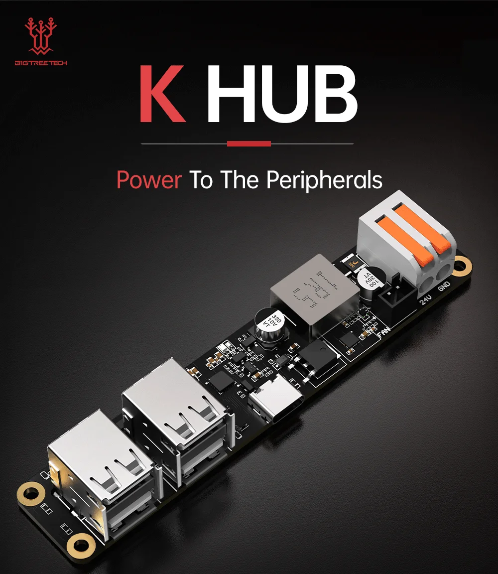 

BIGTREETECH Panda Branch K HUB для 3D-принтера Klipper, 24В/5В, многопортовая плата расширения питания с 4 портами USB-A для 3D-принтеров