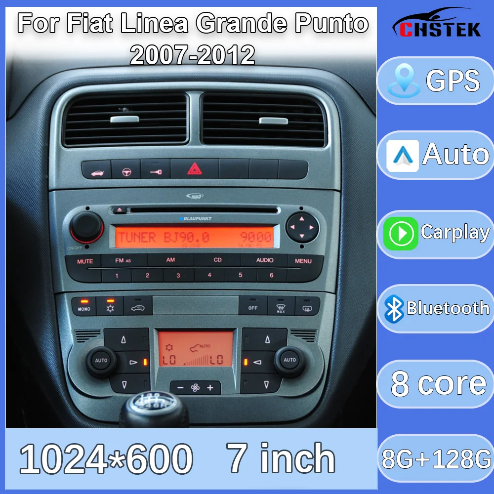 CHSTEK Car Radio Carplay For Fiat Linea Grande Punto 2007 2008-2012 GPS WIFI Bluetooth Android Head Unit Multimedia Player