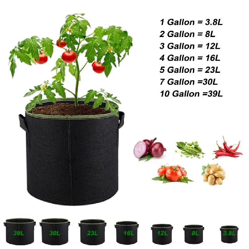 

3.8L Gallon Grow Bags Felt Planter Growing Gardening Vegetable Potatoes Flower Plant Fabric Flower Planting Pots Garden Tools