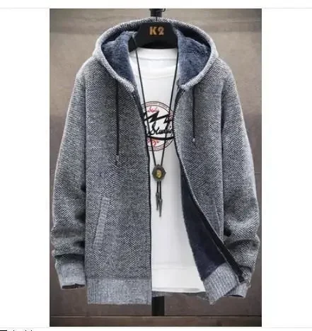 2025 Autumn and Winter New Men's Fashion Hooded Sweater Men's Casual Plus Fleece Thickened Warm High-Quality Large Size Sweater