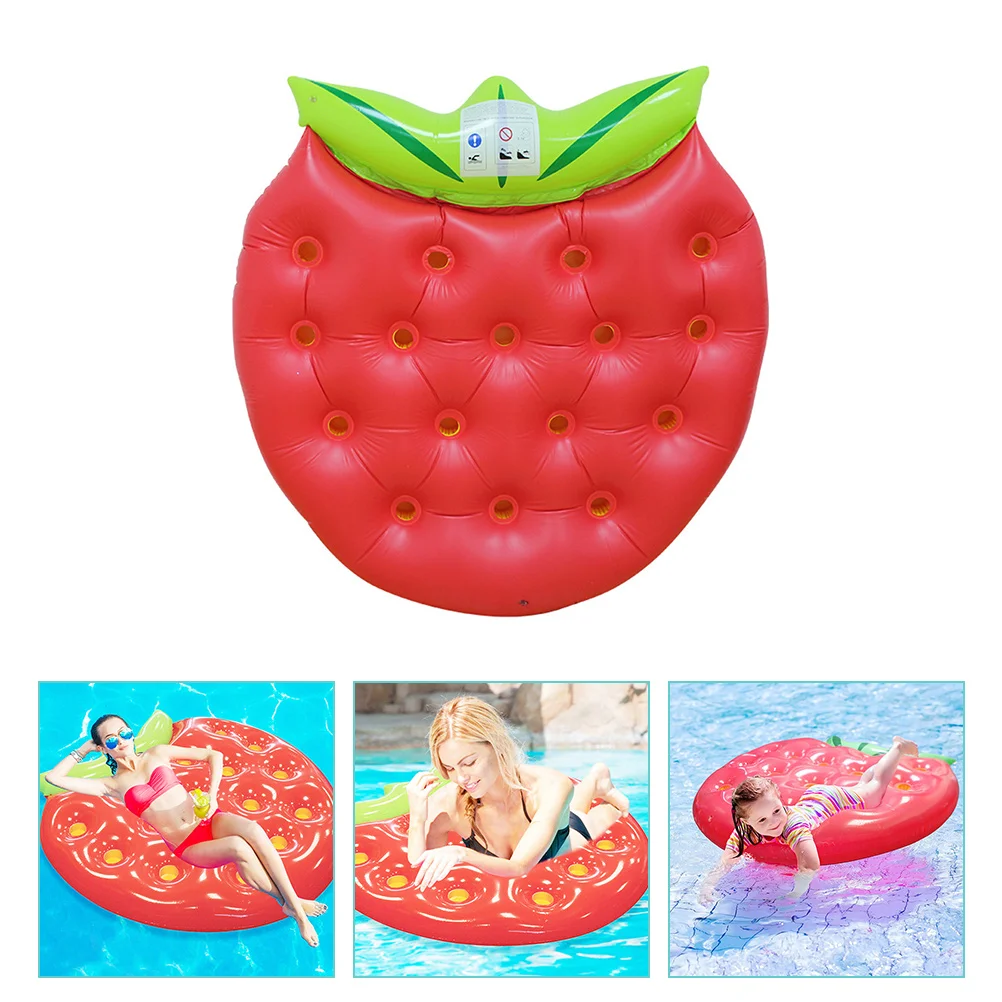 Inflatable Floating Row Strawberry Shape Pool Lounger Swimming Bed Floats for Adults Air