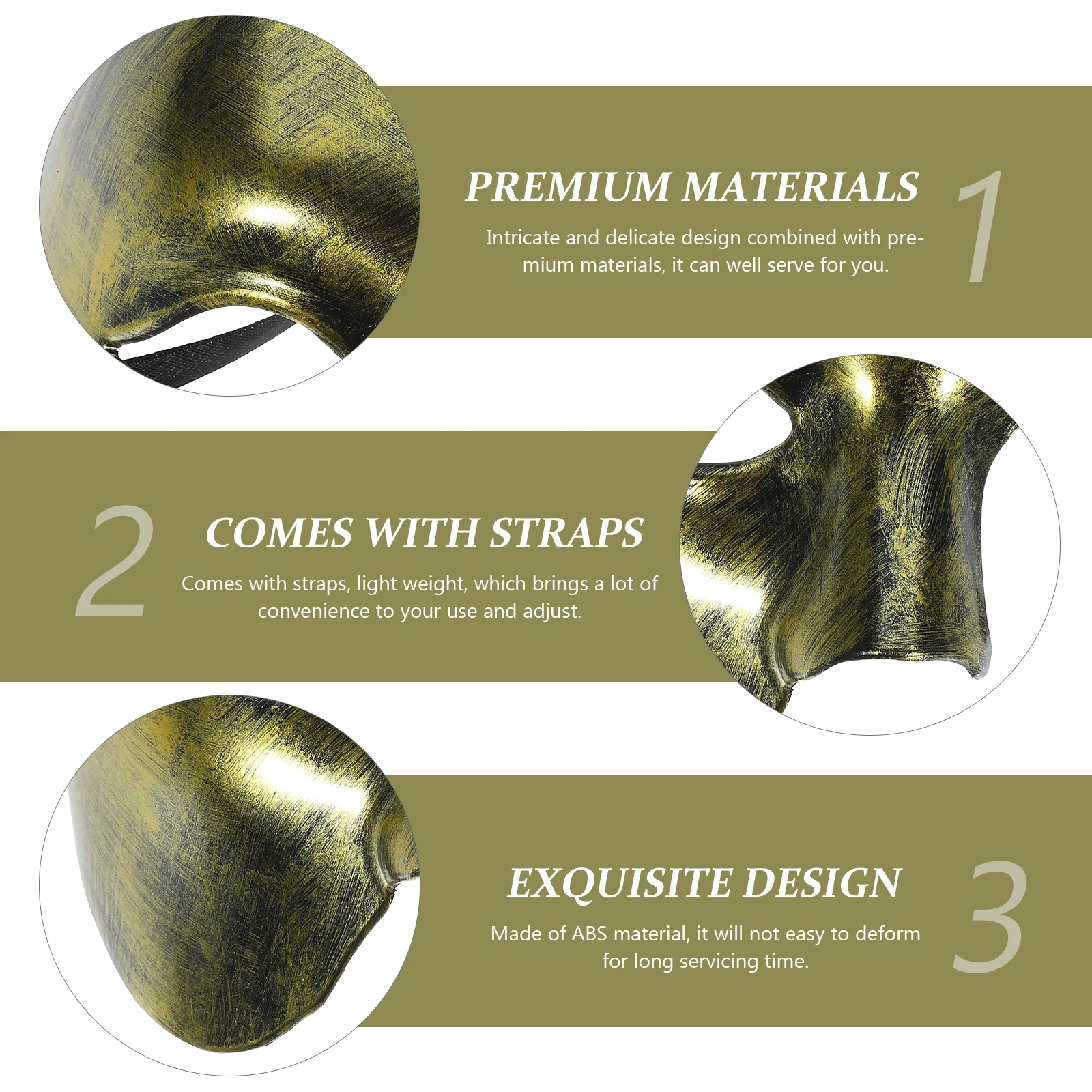 ハーフフェイスマスク ABS 軽量ストラップ調節可能なハロウィン仮装パーティー装飾怖いマルディグラコスチュームアクセサリー