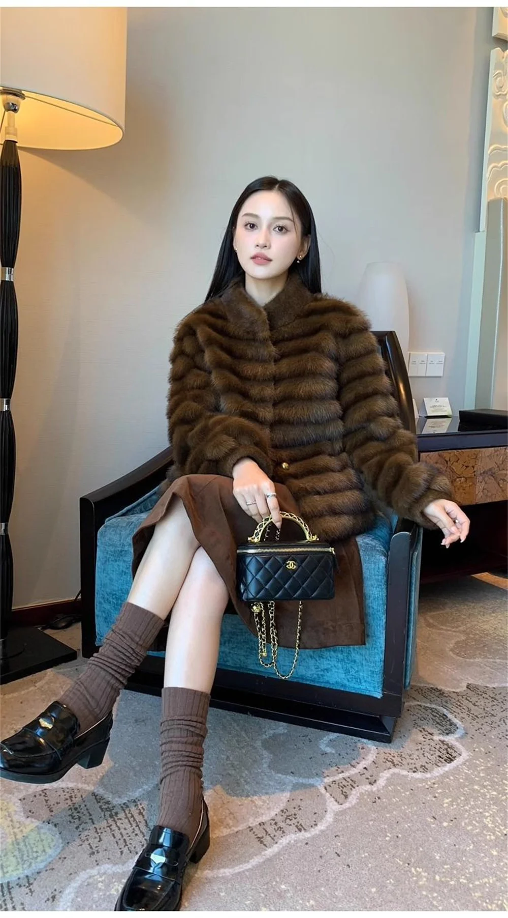 Faux Mink Furฤดูหนาวสําหรับผู้หญิงLapel Faux Furเสื้อแจ็คเก็ตผู้หญิงPlushผู้หญิงStreetwearเสื้อใหม่โดยเฉพาะผู้หญิงWinte