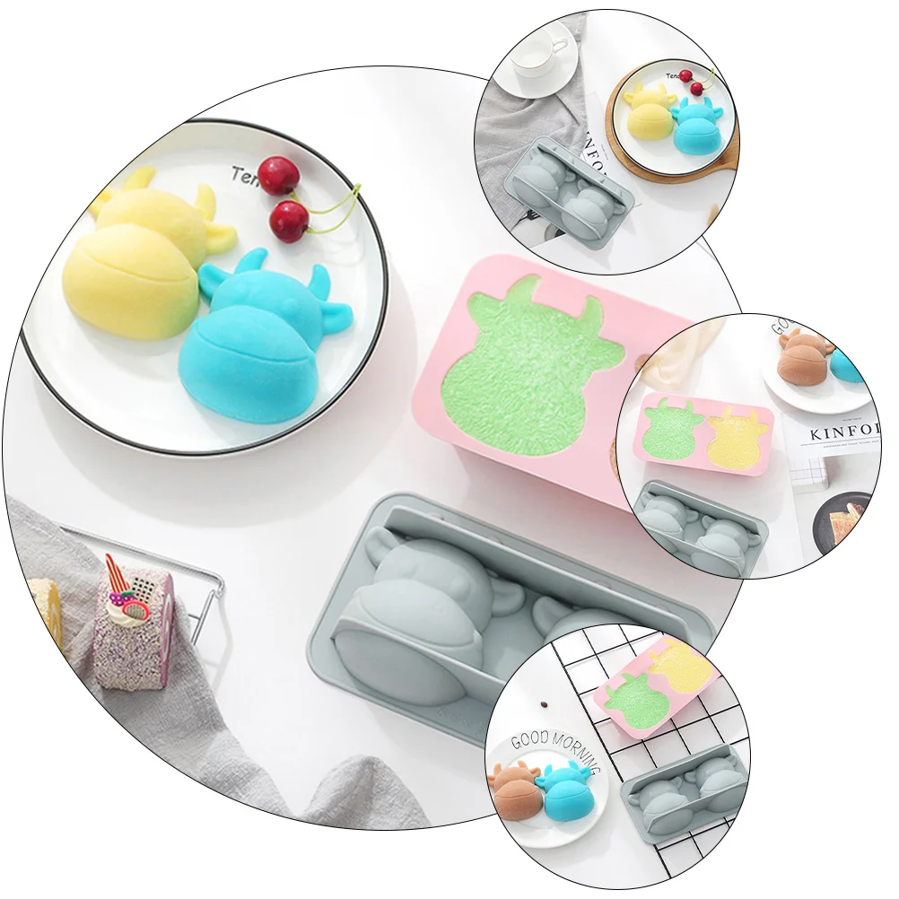 Cow Mini Molds Bullhead Silicone Jewelry Baking Mould Parent-child Pancake Dispenser Decorations