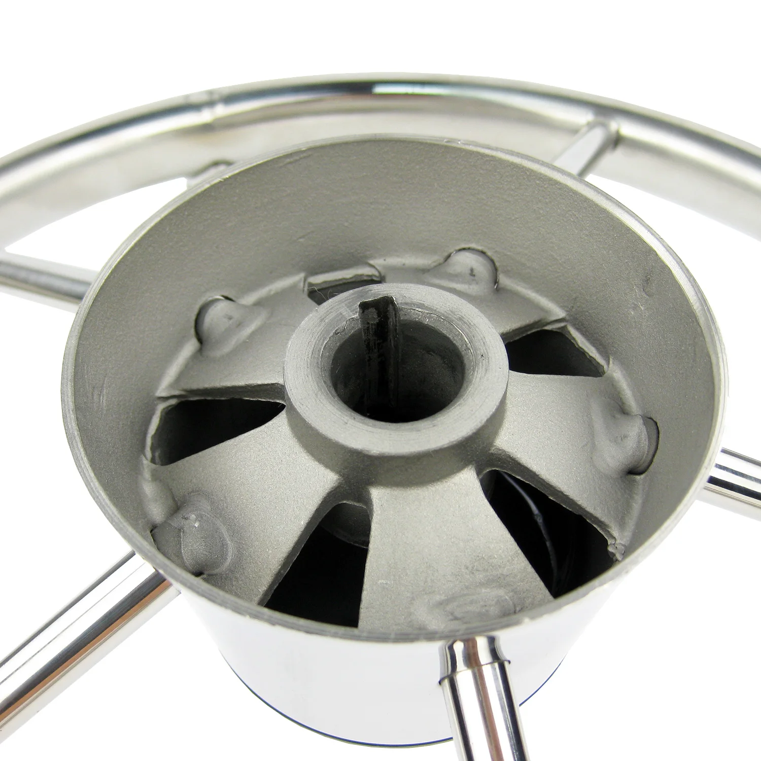 13.5" 5-Spoke Marine Boat Steering Wheel with Knob – Stainless Steel & ABS for Yacht, Fishing & Pontoon Boats - Image 3