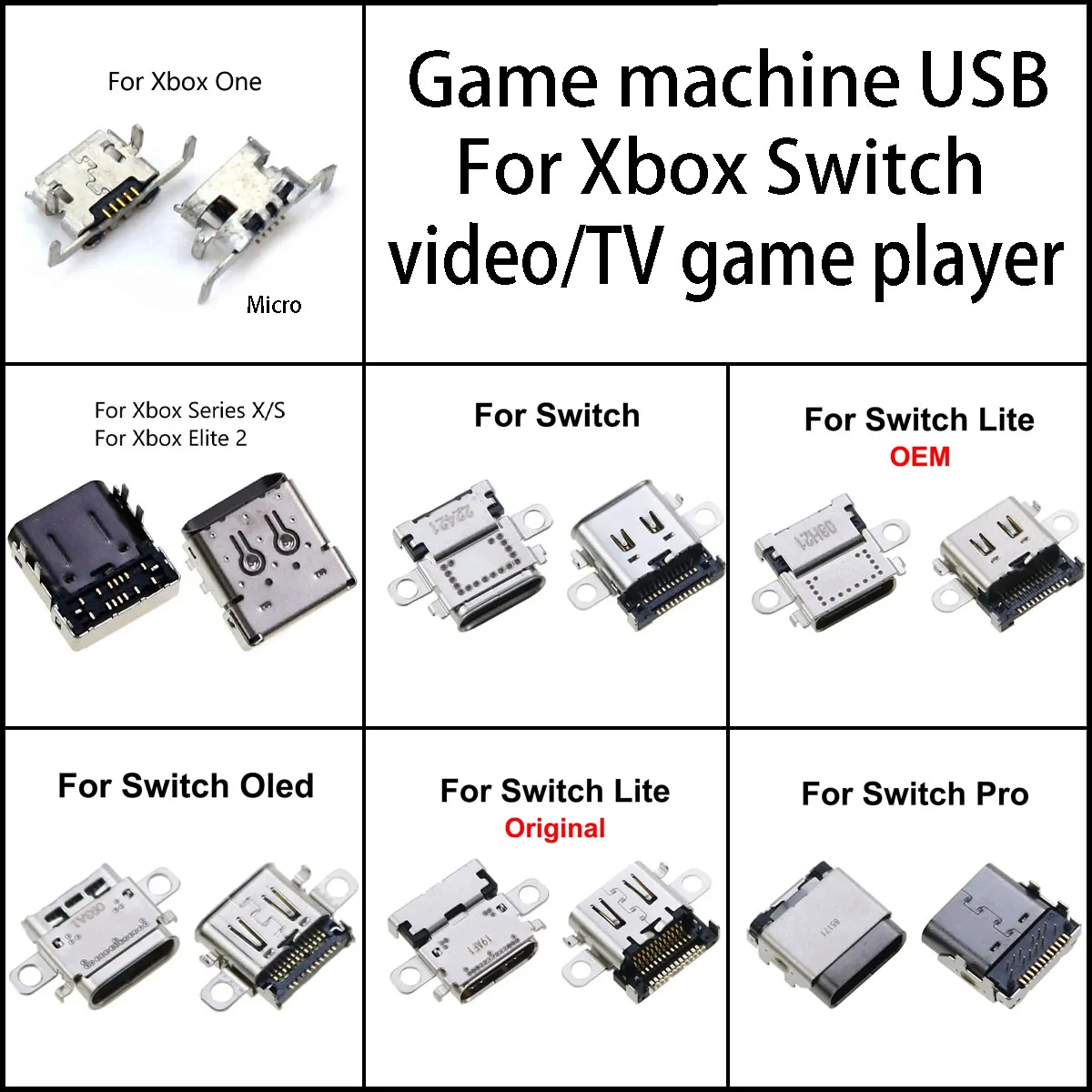 1PC Original Type-C Micro USB Female For Nintendo Switch NS Oled Lite Pro Xbox One Xbox Series Xsx video/TV/Computer game player