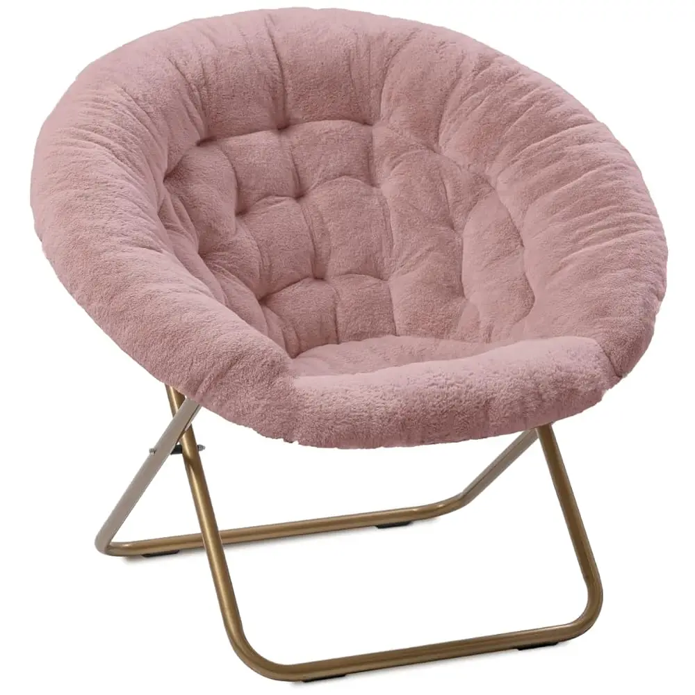 

Saucer Chair, Foldable Comfy Bedroom Chair, Cozy Dorm Lounge Chair For Kids, Teens, And Adults, X-Large, Pink