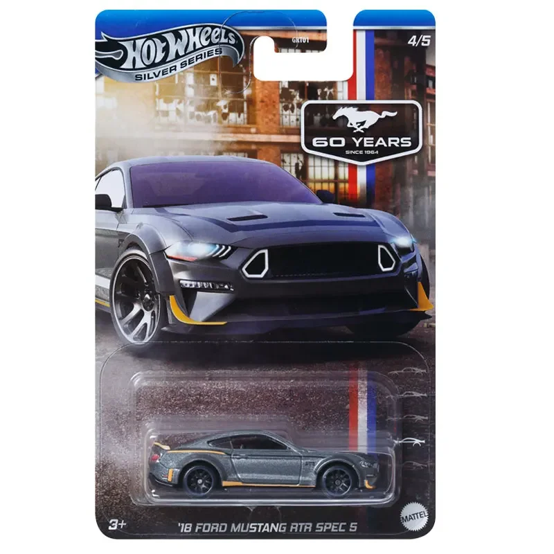 Original Hot Wheels Ford Mustang Car 60 Years Silver Series 1/64 Alloy Model 2+2 Fastback SVO BOSS Toys for Boy Sport Automobile
