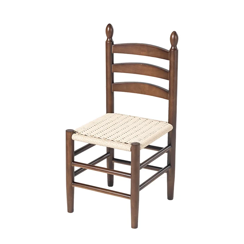 

Retro style log rope dining chair backrest comb makeup casual Japanese chair