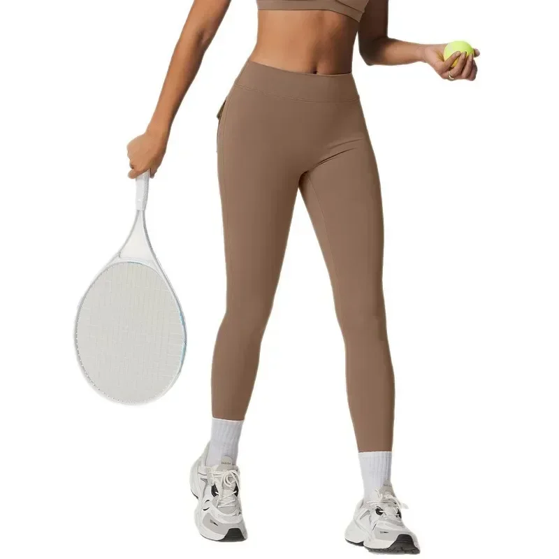 ฟิตเนสโยคะสําหรับสตรีกระเป๋า Scrunched GYM กางเกงขายาวเอวสูง BUTT Lifting Tights เซ็กซี่ Booty กางเกงขาสั้น Bell-bottoms