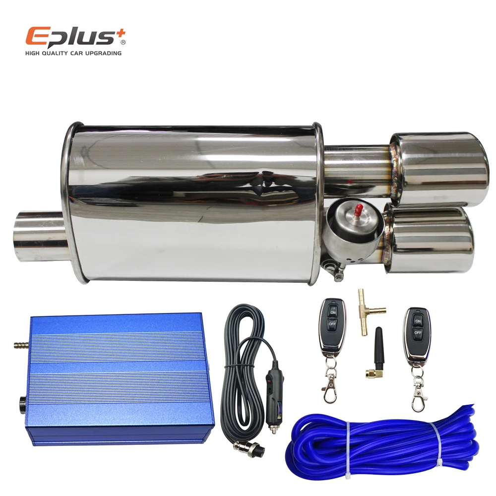 EPLUS Car Exhaust System Vacuum Valve Control Exhaust Pipe Muffler Kit Variable Sound Universal 51 63 76 MM With Nozzle