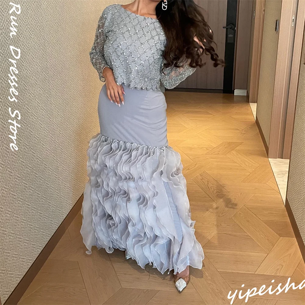 Sparkle Poretrait Mermaid Sweep/Brush Evening Dresses Rhinestone Organza Formal Occasion Gown	فساتين quinceanera فستان سهرة فست