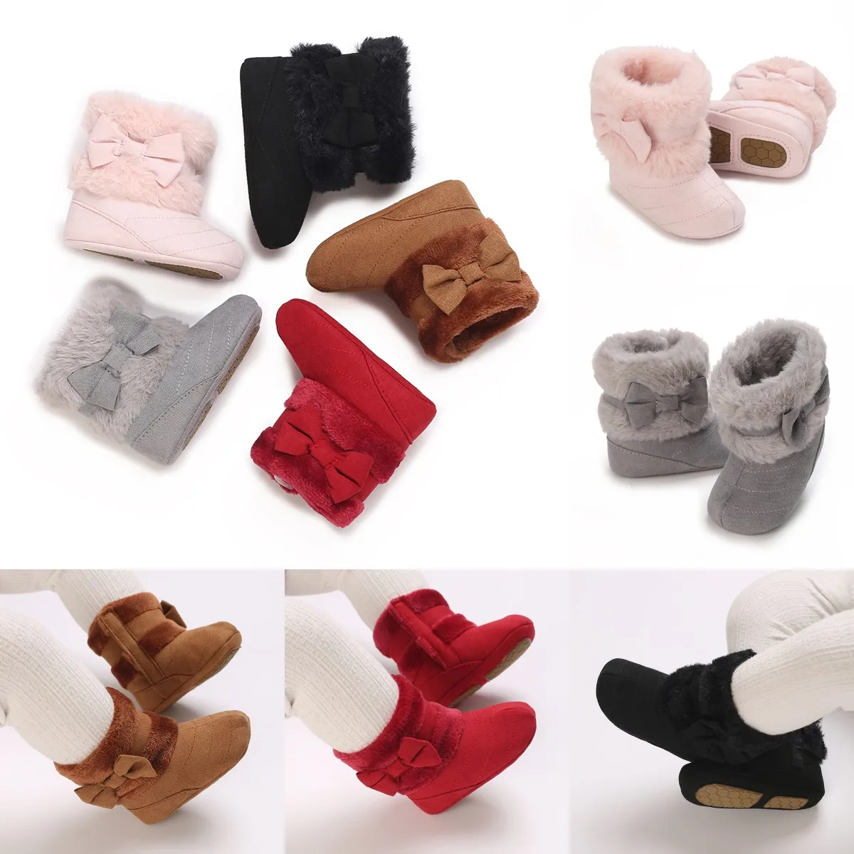 Rubber Non-slip Boots Winter Newborn Baby Cotton Booties Non-Slip Sole Toddler Boy Girl First Walkers Infant Warm Shoes Boots