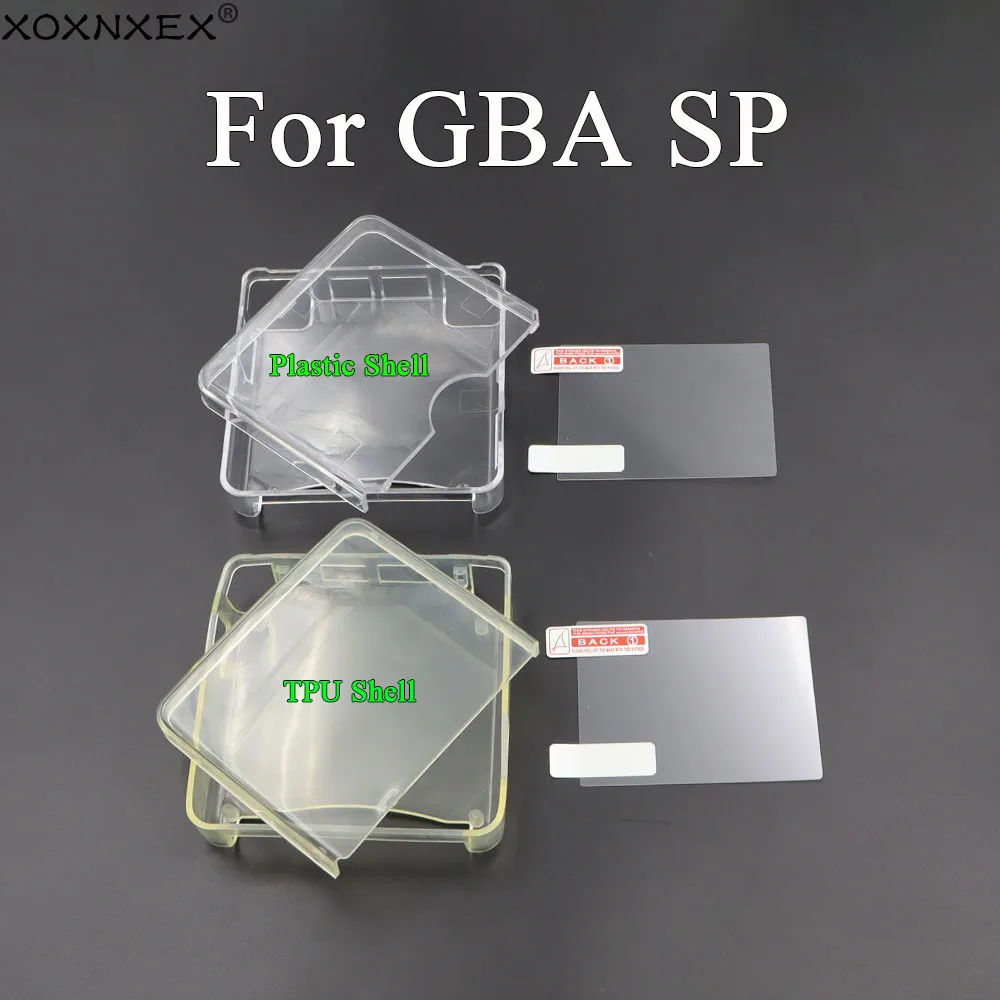 1Set transparente Schutzhülle für GBA SP Spielkonsole, Kristallhülle, TPU-Schutzhülle, Displayschutzfolie