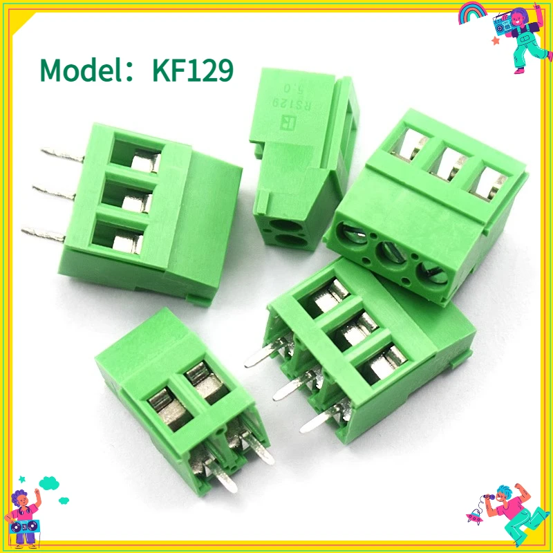 10PCS  Green KF129 PCB Spliceable Screw Terminal Block Wire Connector 5.08mm Picth 2Pin 3Pin Straight Pin 300V Splice Terminal