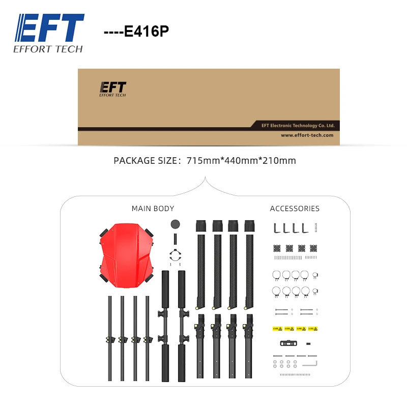 

EFT E416P 16L 16Kg Upgraded Four-axis Agricultural Spray Frame 1393mm Wheelbase Waterproof Foldable Frame