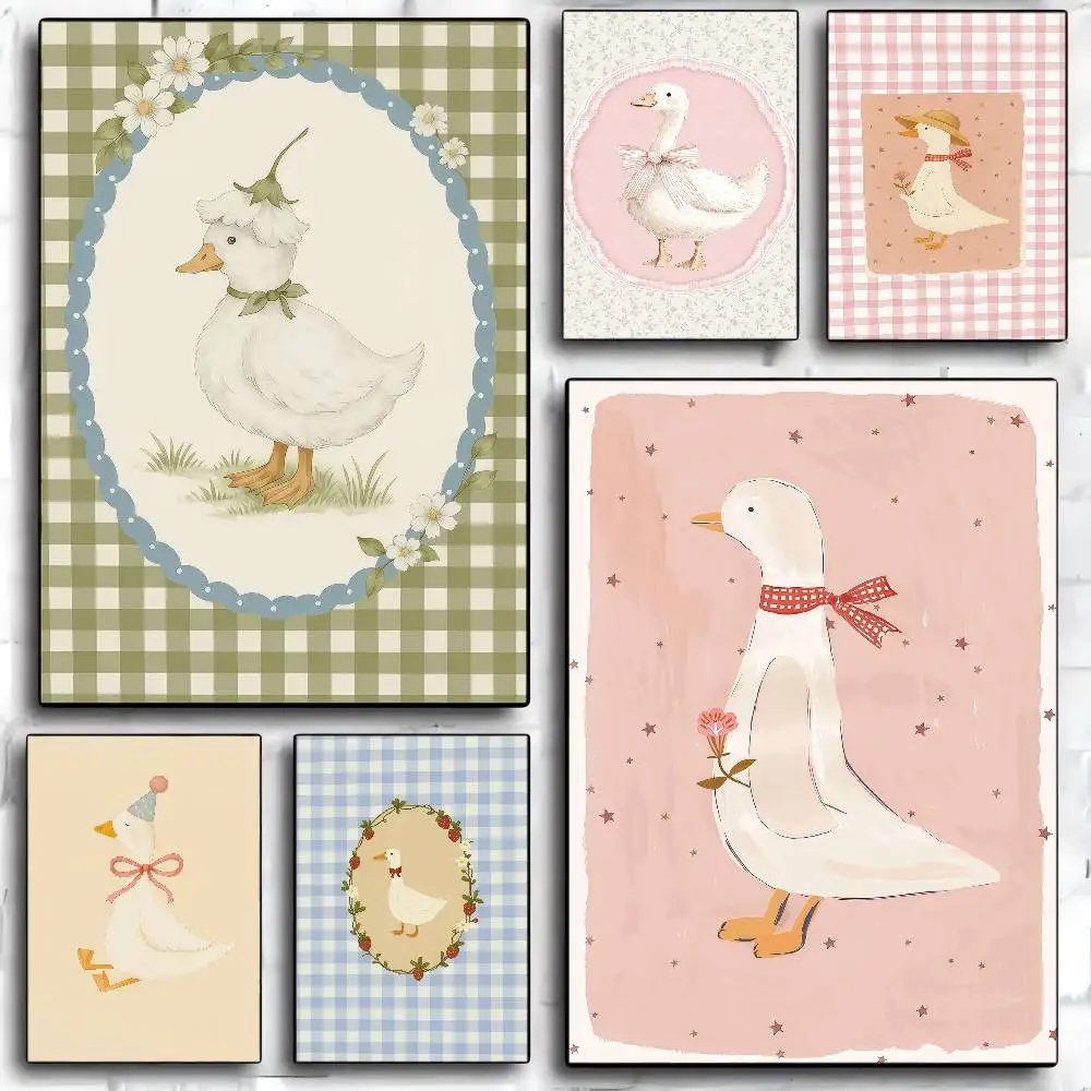 Cartoon Cute Animal Flower Baby Duckling Vintage Posters Sticky Vintage Room Home Bar Cafe Decor Kawaii Room Decor