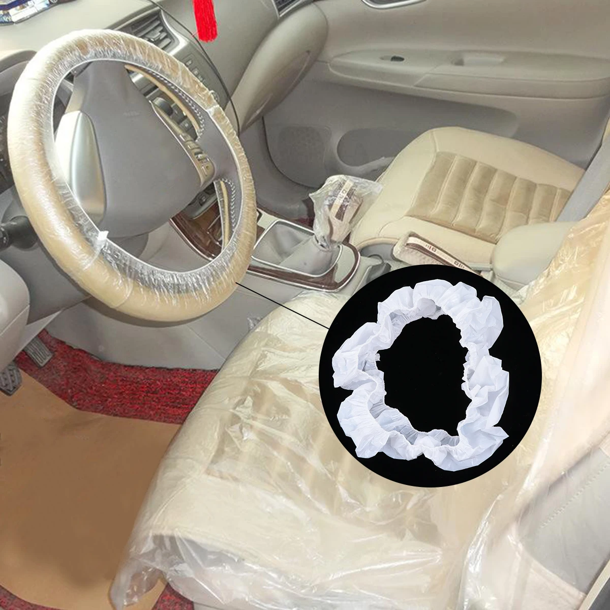 

100 Pcs Steering Wheel Cover PVC Disposable Universal Car Decor Protector Supplies Easy Install Durable Simple Appearance