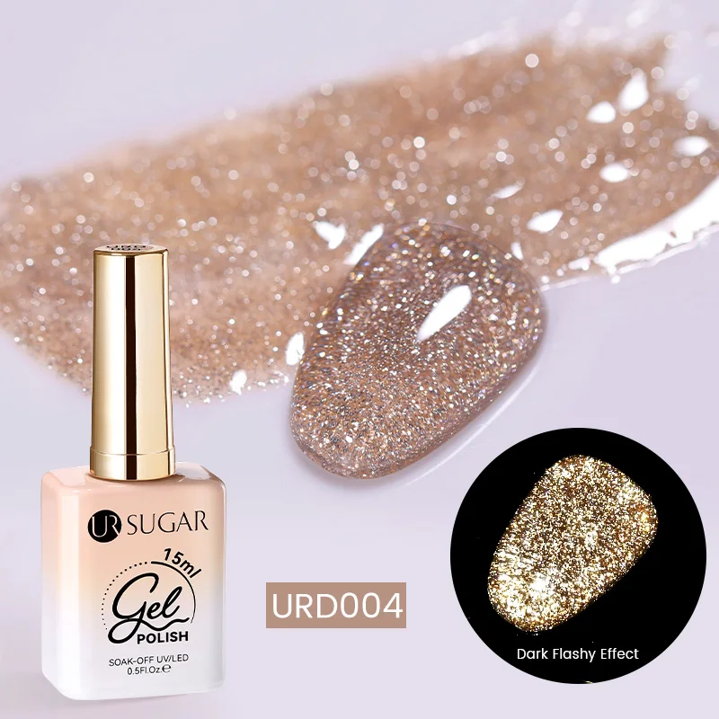 UR SUGAR-Juego de esmaltes de uñas de Gel reflectante con purpurina, Kit de manicura semipermanente brillante, dorado y plateado, para remojar el Gel UV, llamativo y oscuro, 2 uds.