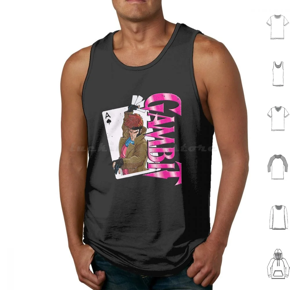 S Men Gambi Card Retro Tank Tops Vest Sleeveless X Men Gambit Retro Fans Lover Comic X Men X Men Fans X Men Lover X Men Gambit