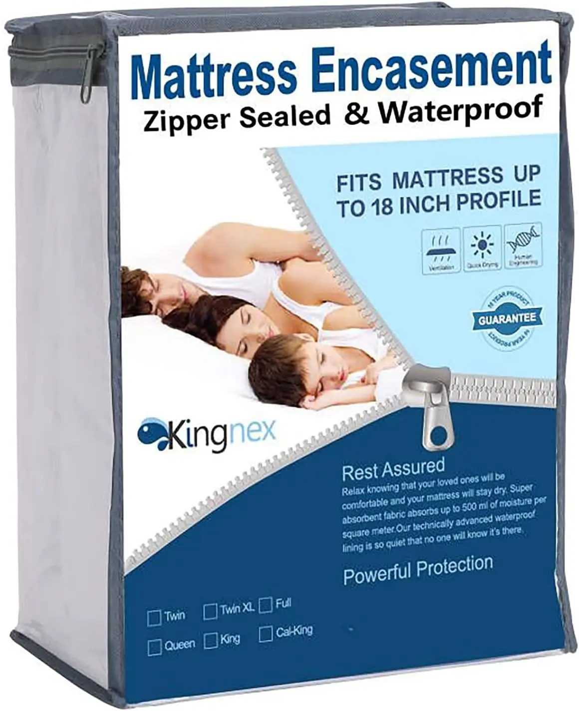

Zippered Split King Mattr Protector For Adjustable Beds 100% Waterproof 6-Sided Mattr Encasement Full Coverage Complete
