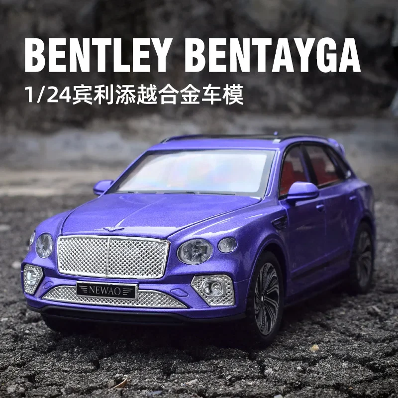 Bentley Bentayga – modèle de voiture en alliage métallique moulé, haute Simulation, son et lumière, Collection de jouets pour enfants, cadeaux, 1:24