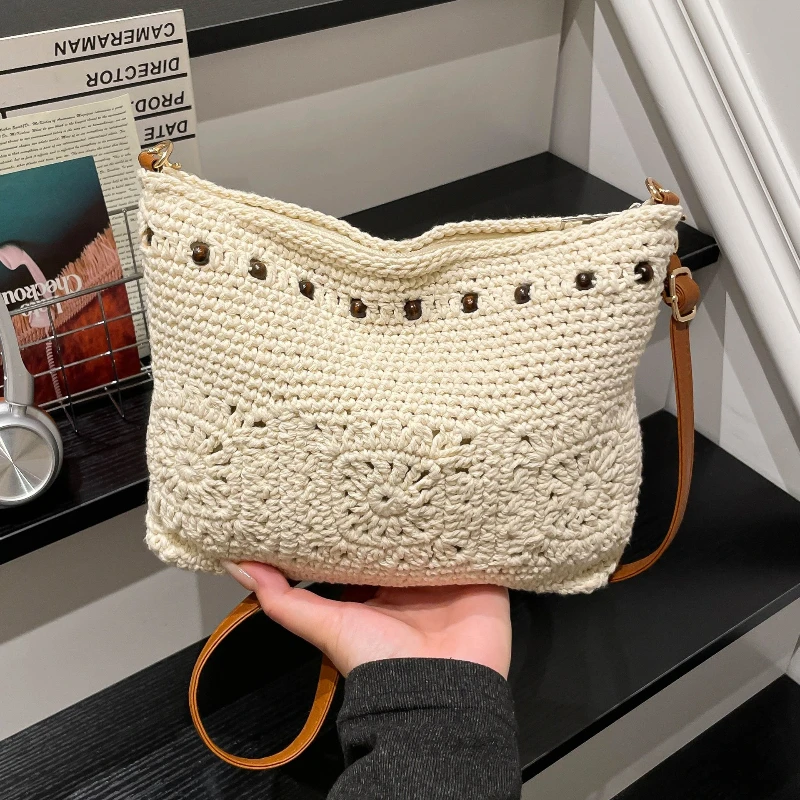 

Новые модные хлопковые сумки-кроссбоди ручной работы для женщин: трендовая весенняя сумка через плечо, повседневная и простая сумка-ведро