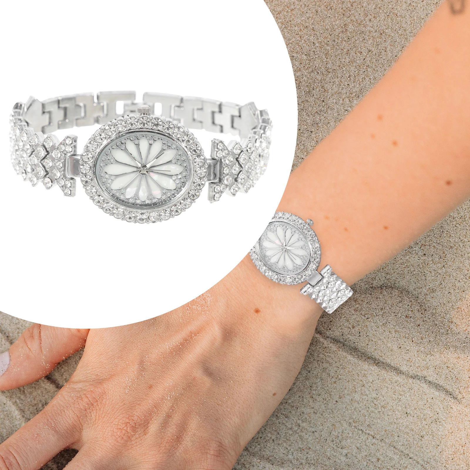 

Quartz Wrist Watch for Women Ladies Watches Fashionable Elegant Shiny Casual Stone Metal Adjustable Precision Timepiece
