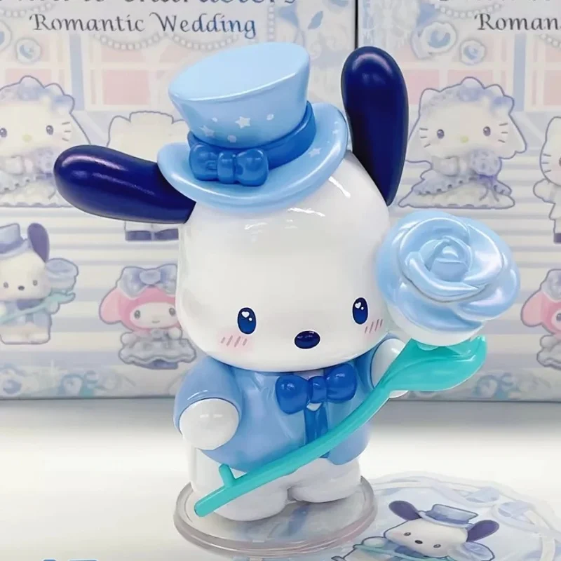 Personagens série de casamento caixa cega kitty & amigos tema nupcial romântico ornamental articulado estatuetas de mesa presente aniversário