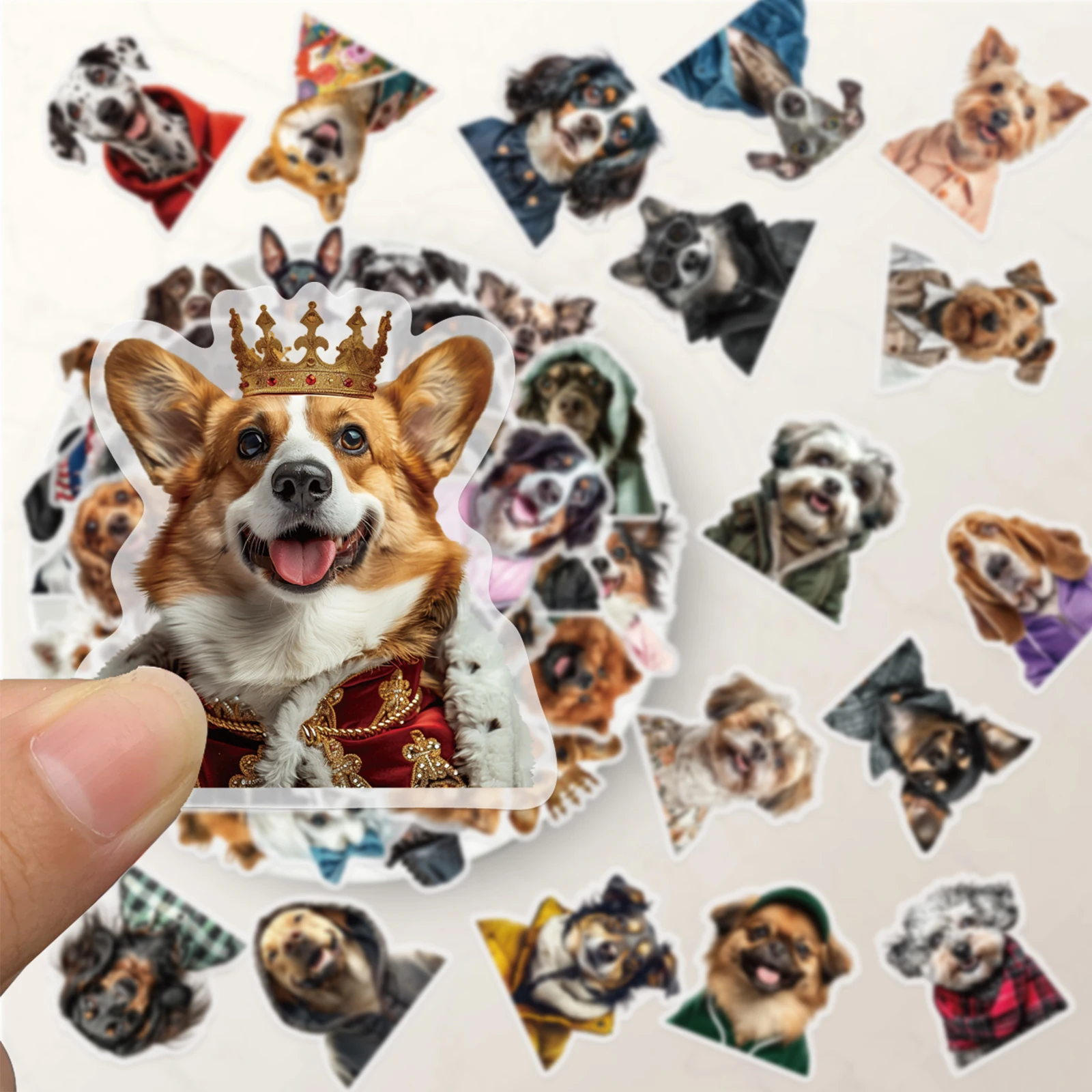 50PCS Funny Dog Portraits Stickers Transparent Exquisite Transparent Stickers Hand Account Material Phone Case Notebook Luggage