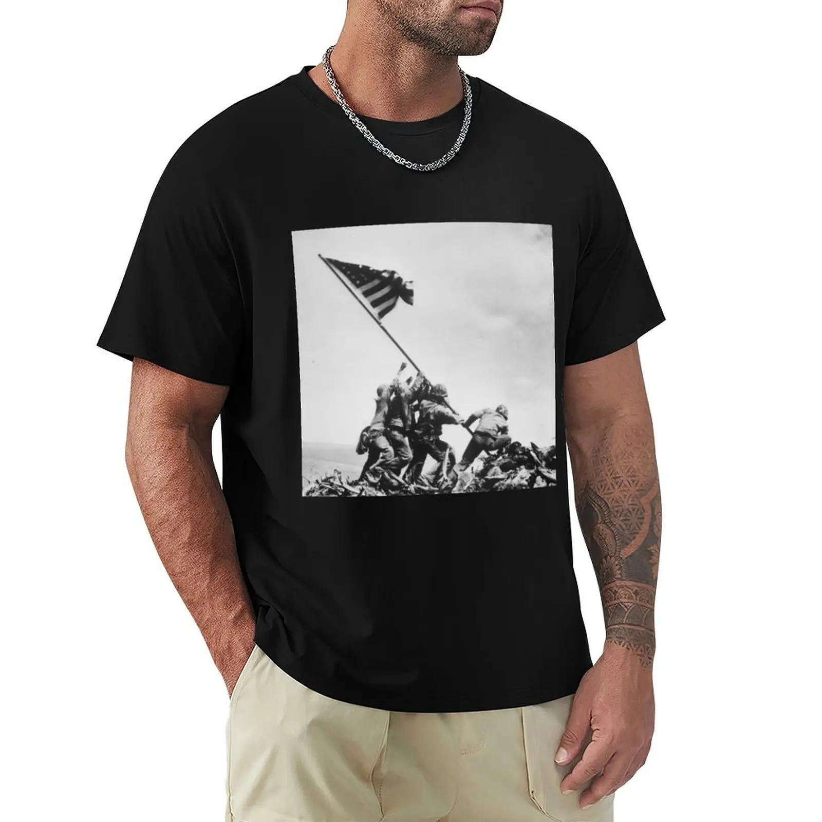

Iwo Jima Flag Raising WW2 T-Shirt Work Utility Casual Tee Shirt