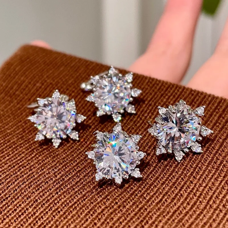 New super flash full zirconium sunflower without ear piercing ear bone clip light luxury versatile exquisite zircon snowflake st