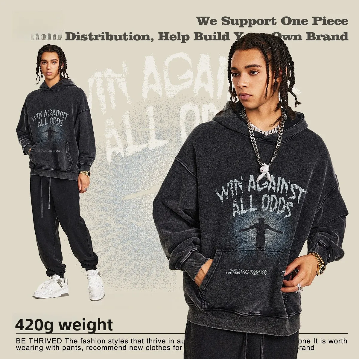 

Bla Fce Lined Hoodie Men's Thiened Autumn Winter Sweatirt Couple Matching Cotton Crew Ne Sweatirt