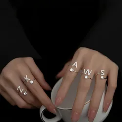 26 English Letter Open Finger Rings A-Z Initials Name Alphabet Female Creative Ring Fashion Wedding Party Jewelry Gifts