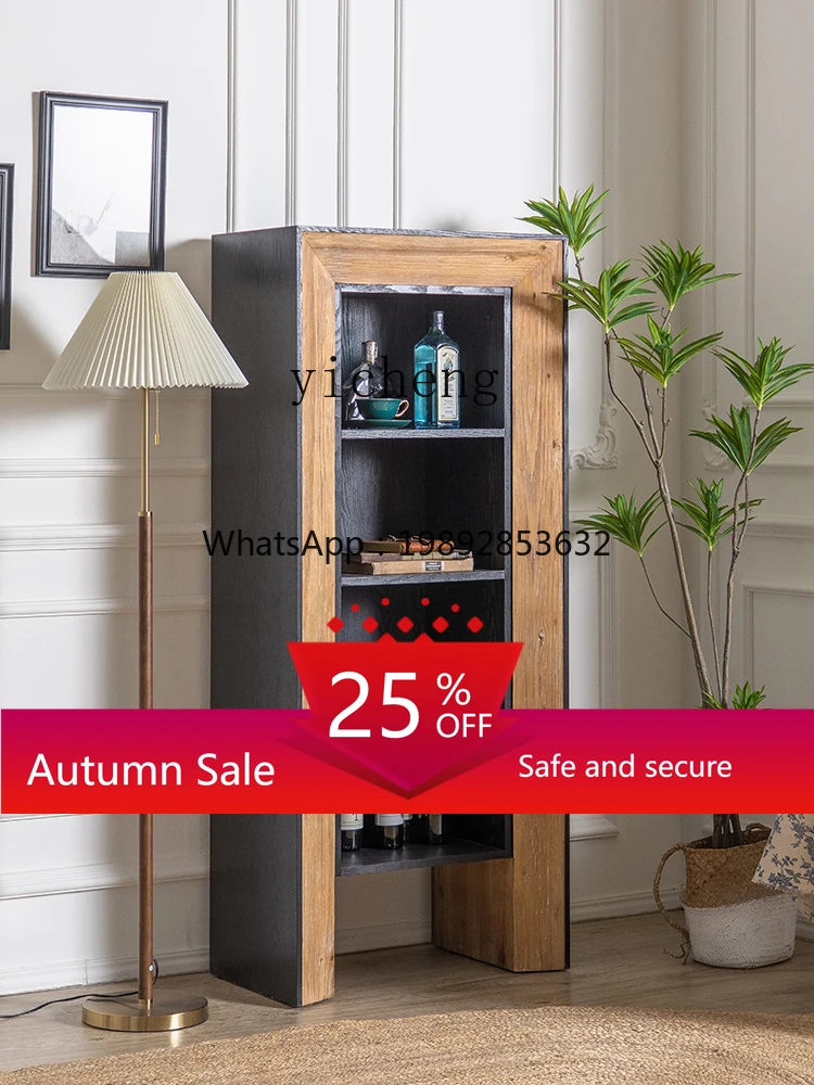 

Vintage TV Cabinet Solid Wood Black High Floor Home Living Room Decorative Storage Locker