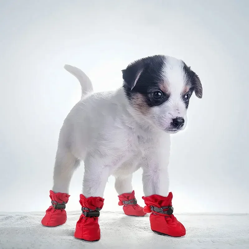 4pcs Waterproof Pet Dog Shoes Antiskid Rain Boots Footwear for Small Cats Dogs Puppy Dog Pet Booties Outdoor rain boots for dogs