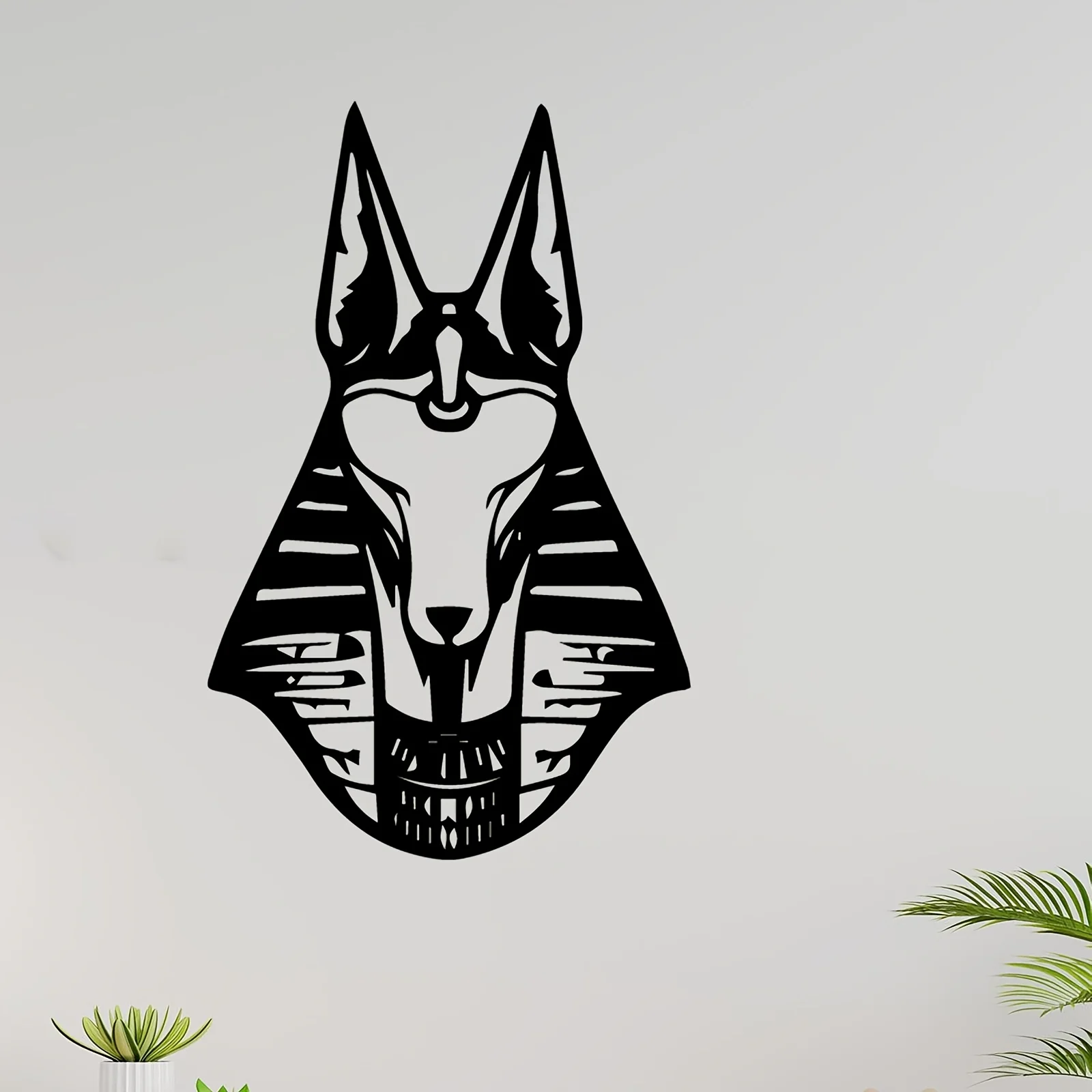 CIFBUY Wrought Iron Anubis Wall Art Ancient Egypt Decor, Weatherproof Metal Sculpture for Outdoor Fence & Indoor Living Room