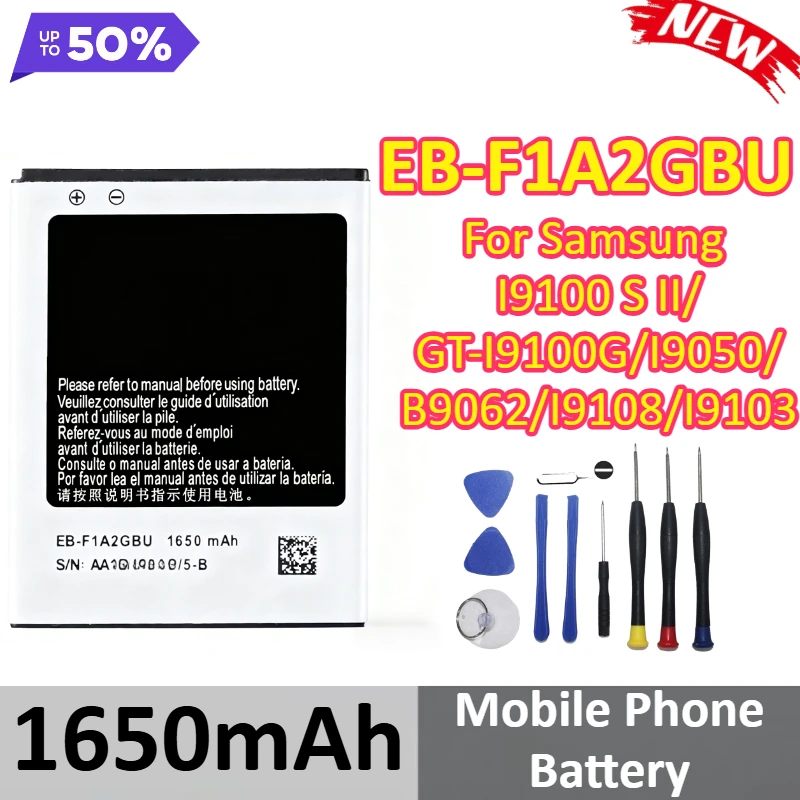 

EB-F1A2GBU 1650mAh Battery for Samsung I9100 S II/GT-I9100G/I9050/B9062/I9108/I9103 Mobile Phone Battery + Tools