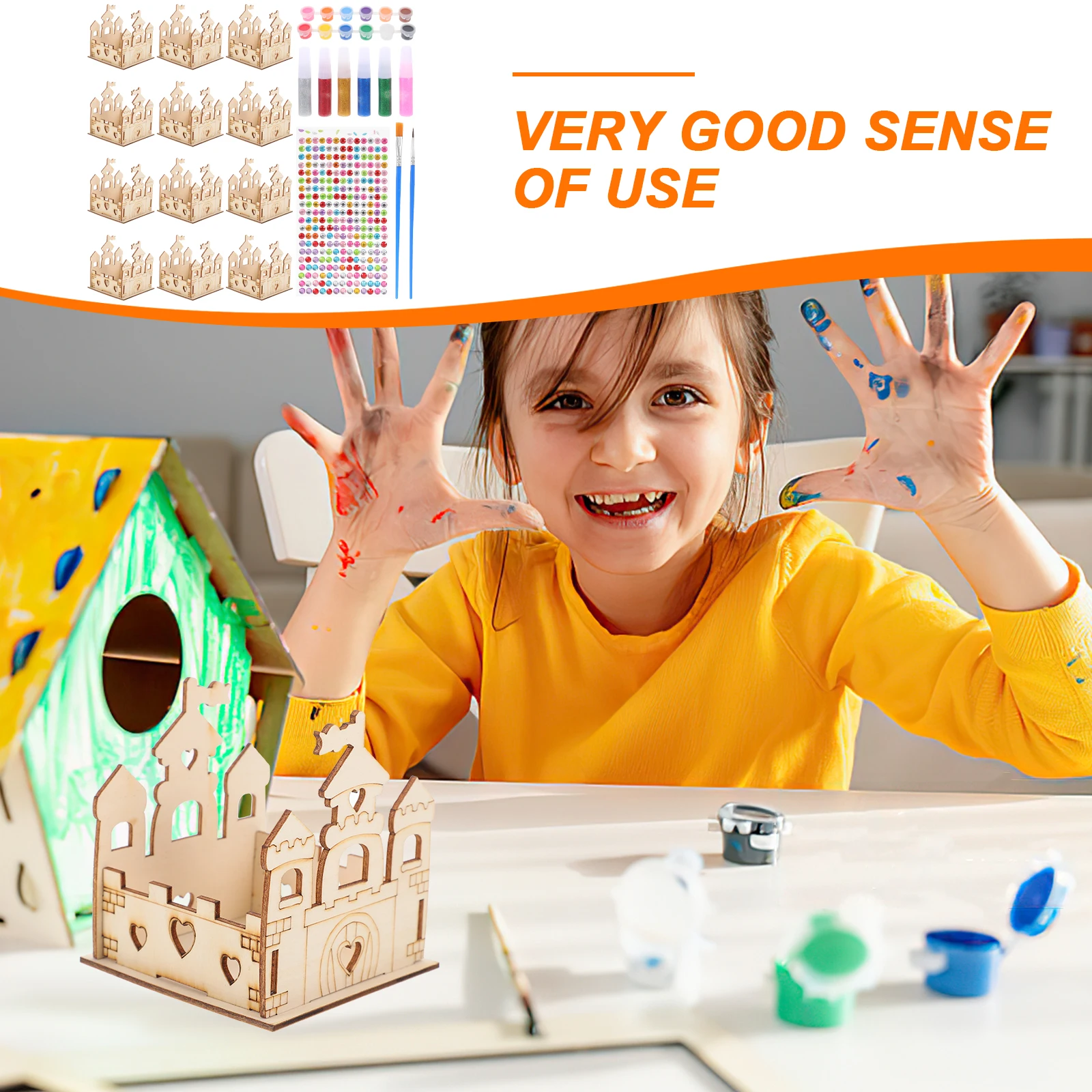 

1 комплект, деревянный комплект, неокрашенный игровой домик «сделай сам» для детей, самоокраска, креативная игрушка, обучающая интерактивная игра «сделай сам»