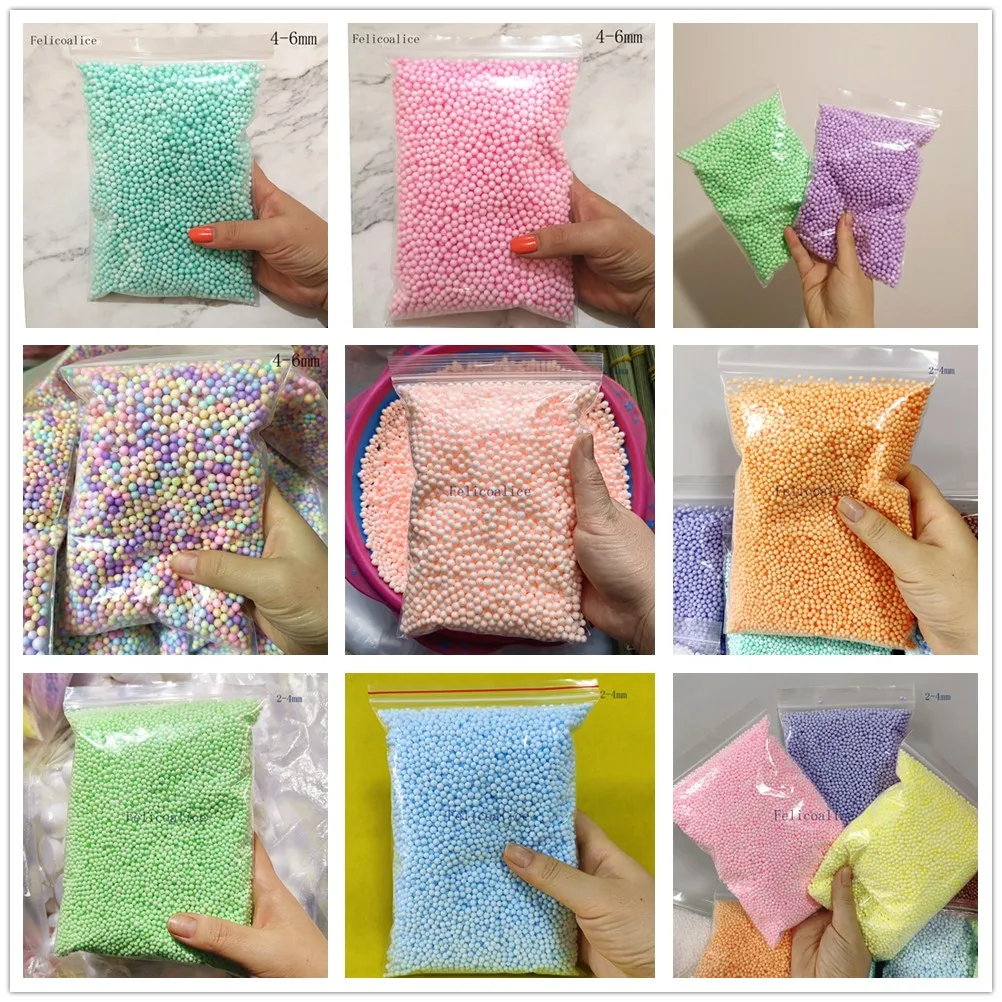 13g/bag Mini Colored Slime Beads Polystyrene Foam Slime Balls DIY Rainbow Foam Beads