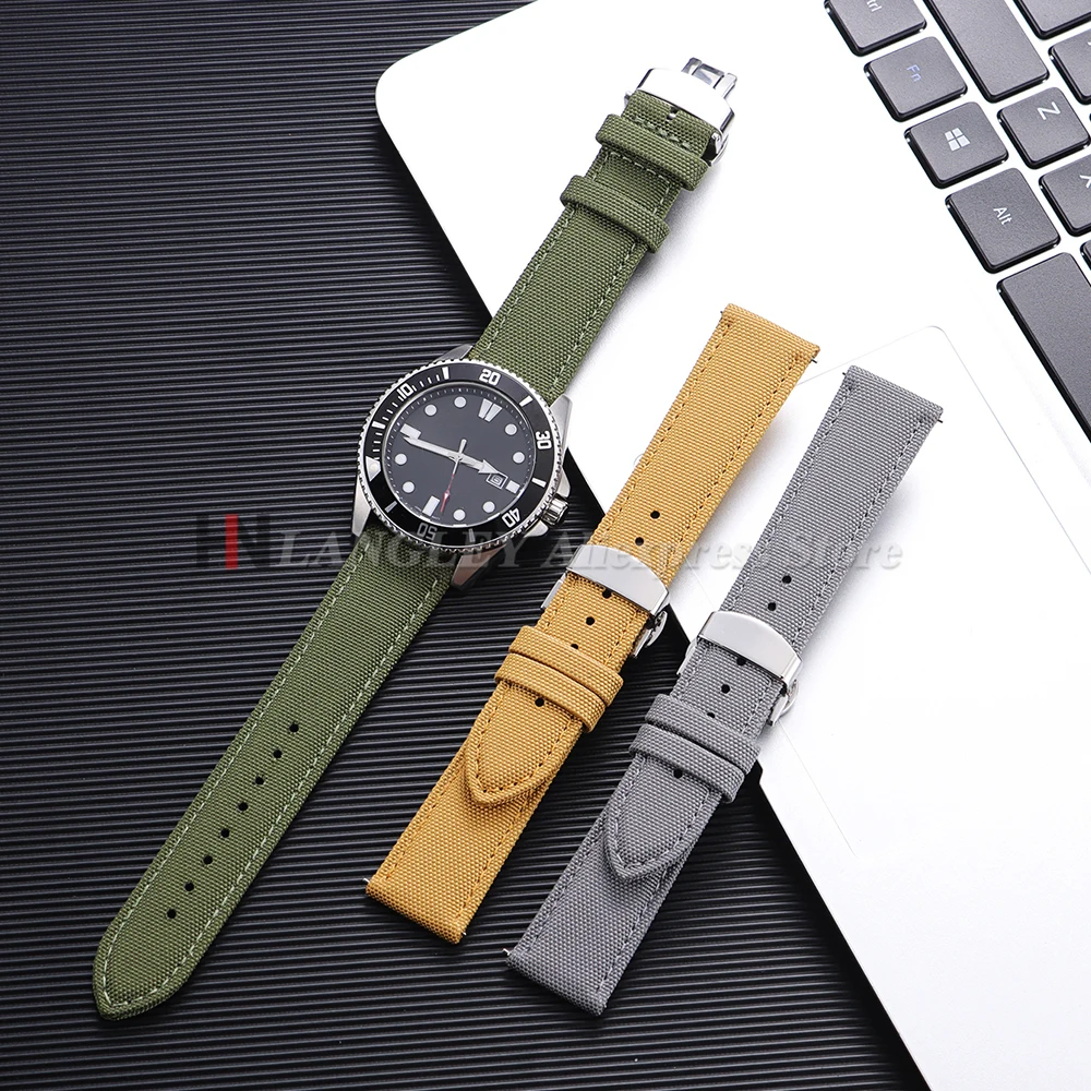 Быстросъемный ремешок для часов из парусной ткани 20 мм 22 мм для Huawei Watch GT5/GT4 46 мм, двусторонняя нейлоновая пряжка-бабочка, удобный браслет
