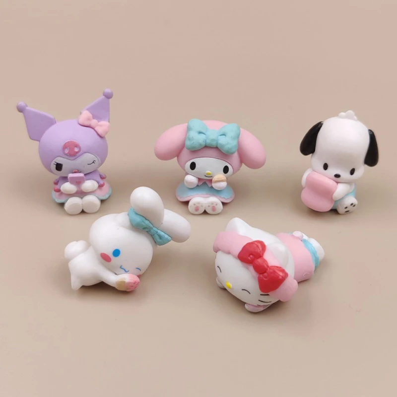 5 Stuks Sanrio Anime Figuren Kuromi Pochacco Cinnamoroll Melodie Pop Desktop Model Auto Ornamenten Home Decor Kid Toy Cake Insert