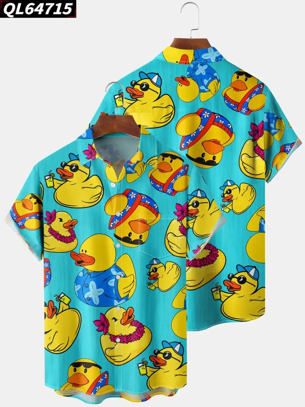 

Hawaiian Summer Men's Shirts Fashion Yellow Duck Clothing Button Shirt for Man 2024 Casual Beach Party T-shirts High Quality