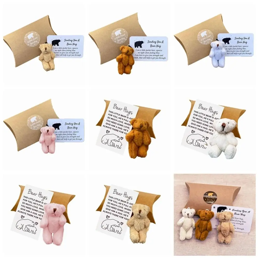 Oso de peluche móvil portátil, Mini oso abrazos, adornos de oso, caja de regalos hecha a mano de felpa, Animal de felicitación