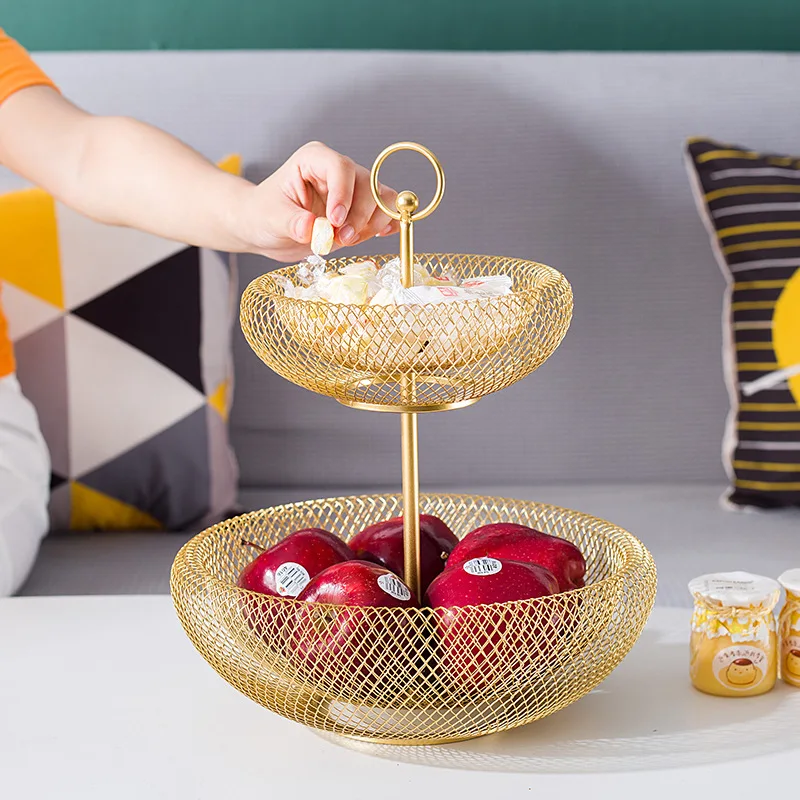 

Nordic metal fruit plate living room tea table multi-layer fruit basket creative multi-functional fruit home storage snack plate