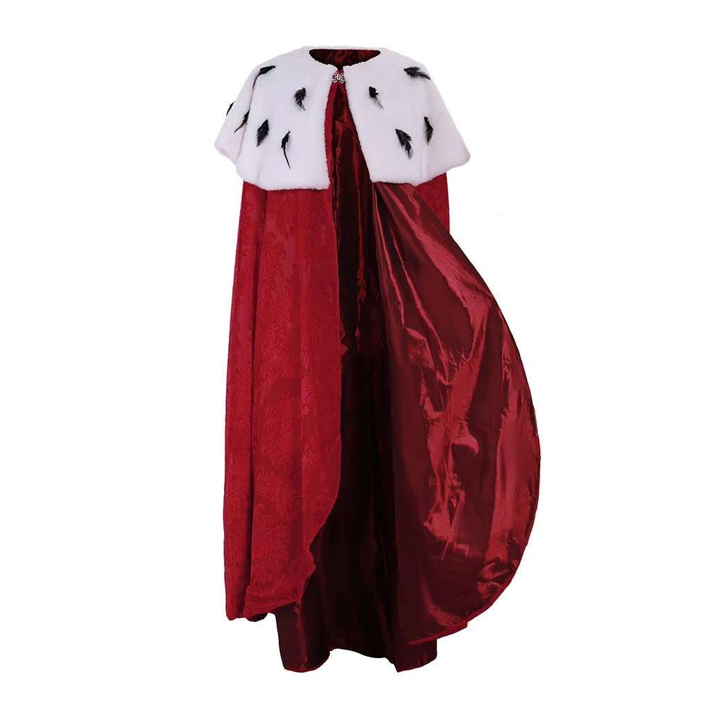 

Musical Stage Performance Cosplay Cloak Tudor King Costume Halloween Carnival Party Regal Queen Red Velvet Robe Cape Gown