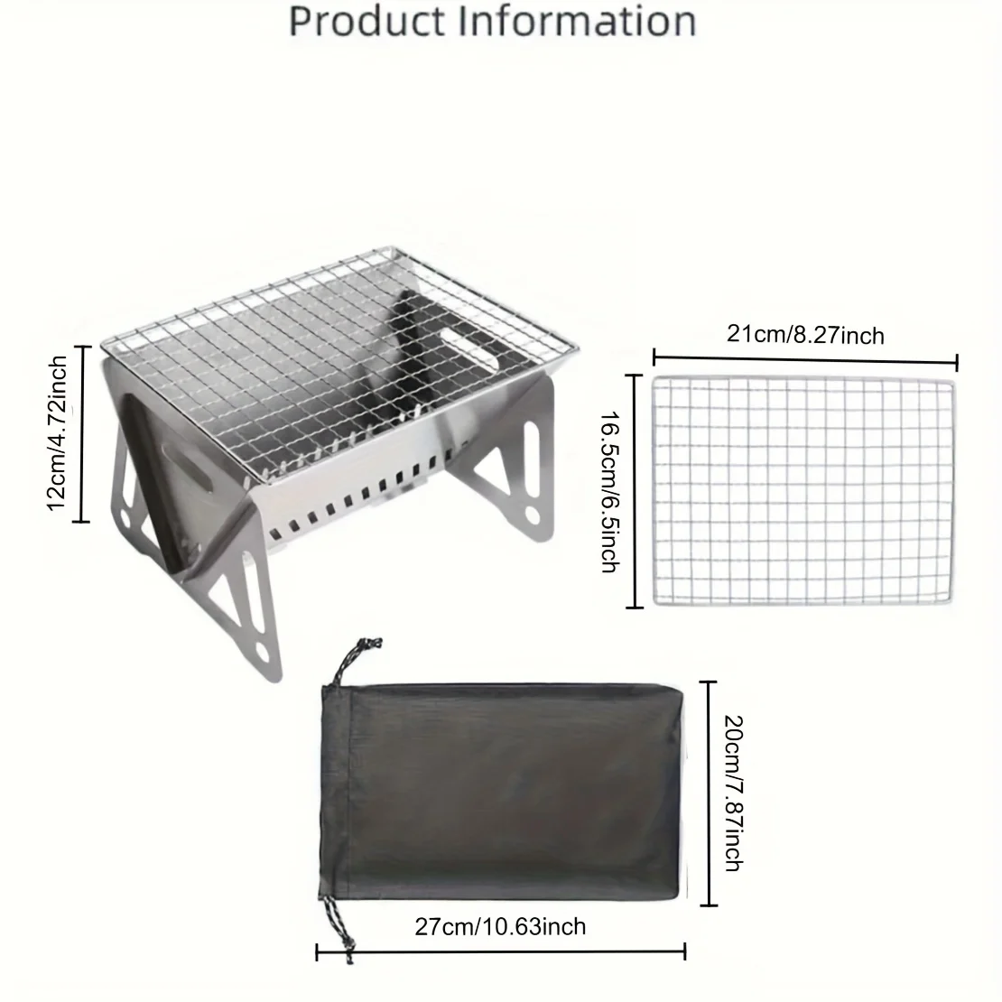 

Portable BBQ Charcoal Grill Stainless Steel Small Mini BBQ Tool Kit Outdoor Cooking Camping Picnic Beach Portable BBQ Cooking