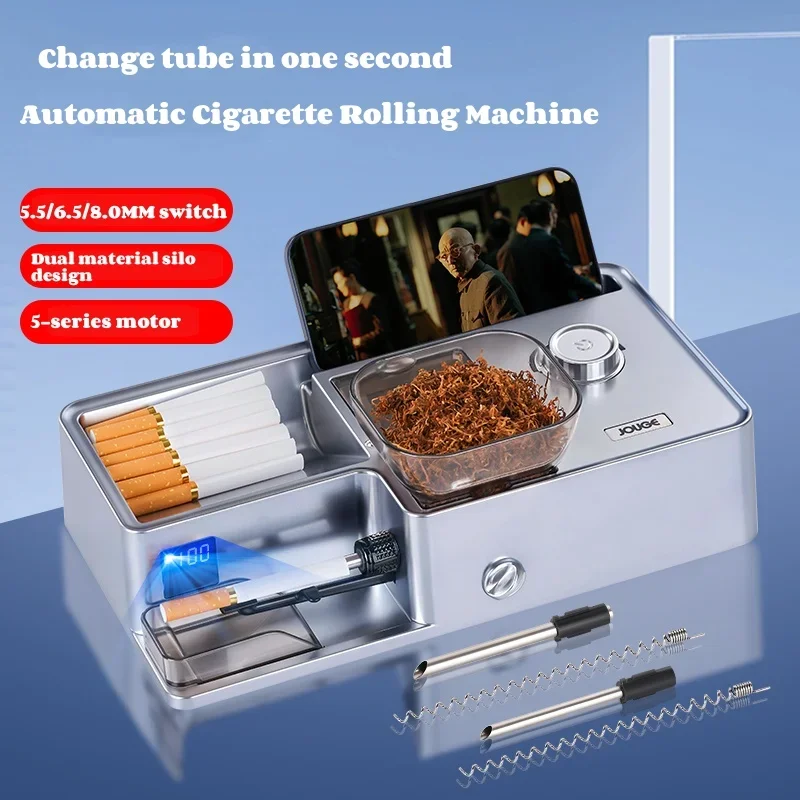 5.5/6.5/8mm Infrared Electric Cigarette Rolling Machine Dual Tobacco Filling Bin Roller Injector Make DIY Smoking Accessories