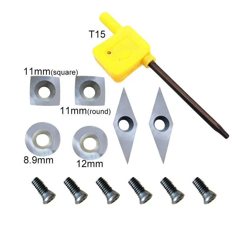 Carbide Cutter Inserts Set Woodturning Tools Replacement Cutter With Torx Screws For Wood Lathe Turning Tool Boring Bar